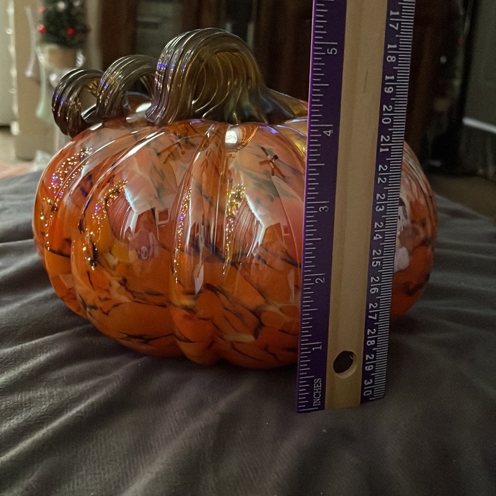 Blown Glass Light Up Pumpkin - Picture 5 of 6